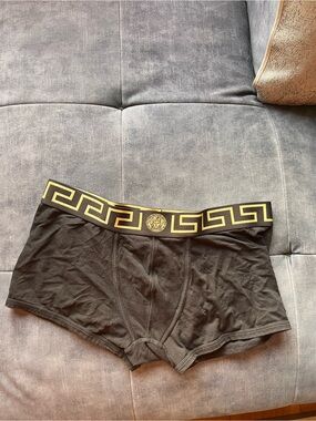 Versace Black boxers with Gold Greek Key Waistband